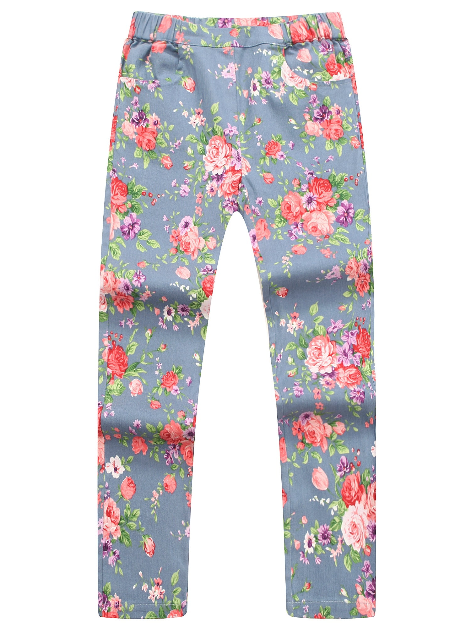 Richie House Girls' Floral Print Jeans RH0202