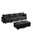 thumbnail image 4 of 113.5'' Modern Modular Convertible Sectionals Corduroy Sofa with Storage Ottoman, for Living Room, 4 Available Color, 4 of 16