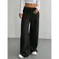 thumbnail image 3 of Women Solid Corduroy Wide Leg Pants Button Front Zipper Straight Pants with Pockets, 3 of 8