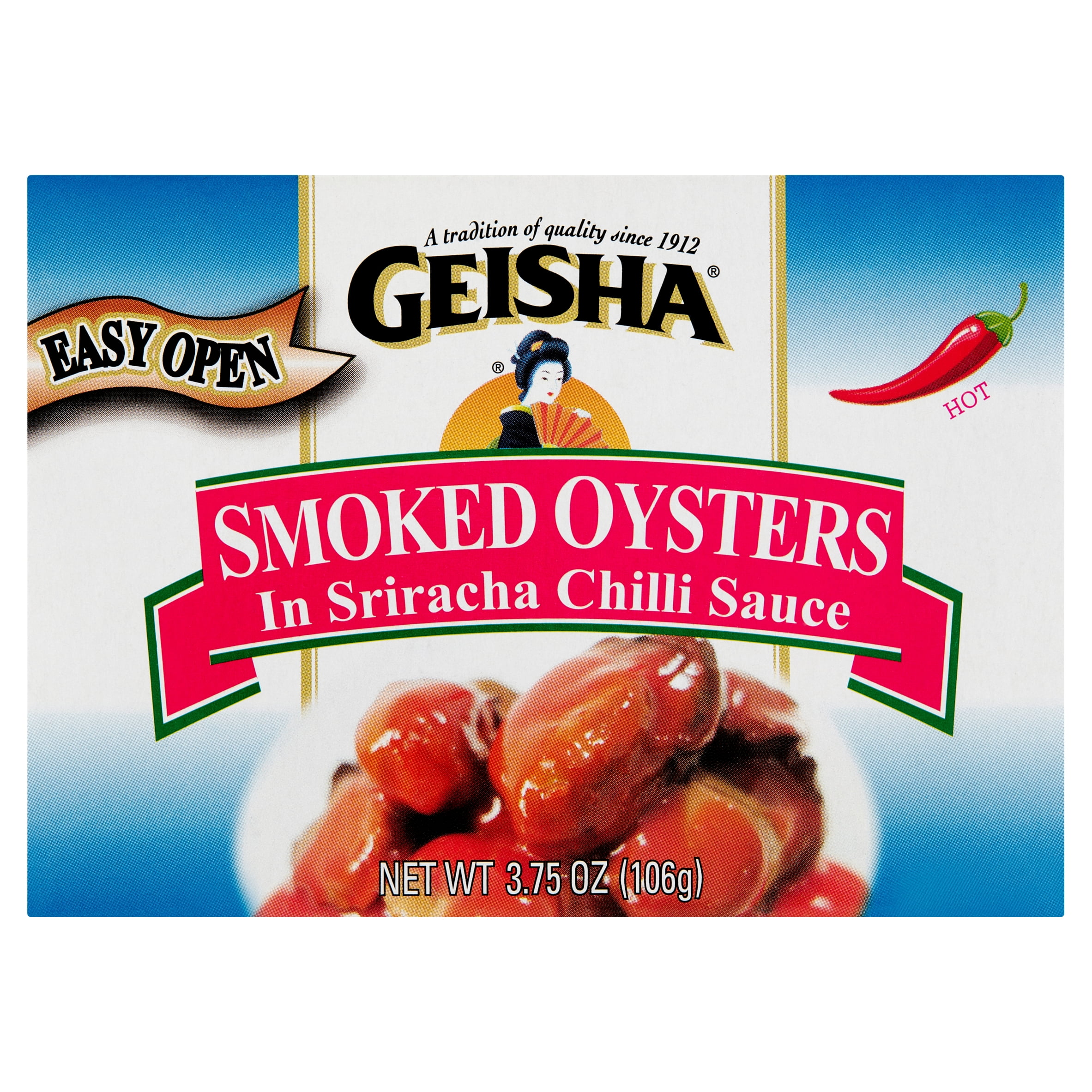 (3 pack) Smoked Oysters in Sriracha Sauce, 3.75 Oz (106g), Ready to Eat in an Easy Open Can