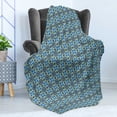 thumbnail image 4 of Yellow and Blue Soft Flannel Fleece Throw Blanket, Middle East Pattern Medieval Moroccan Stars with Squares, Cozy Plush for Indoor and Outdoor Use, 70" x 90", Violet Blue Pale Blue, by Ambesonne, 4 of 5