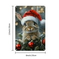 thumbnail image 2 of 1pc Vintage Iron Christmas Bunny Metal Sign, Santa Hat Rabbit with Evergreen Branch and Holiday Ornaments, Festive Wall Art for Home, Bar, Cafe, Garden, Farmhouse Decor, Indoor/Outdoor Decoration, 2 of 8