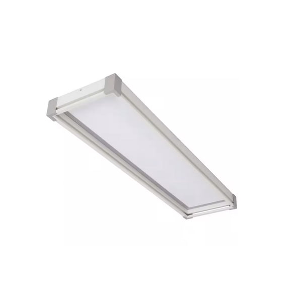 Commercial Electric Sebastian 48 in. x 13 in. Modern White Satin Nickel CCT Selectable LED Flush Mount Ceiling Light 4000 Dimmable Lumens