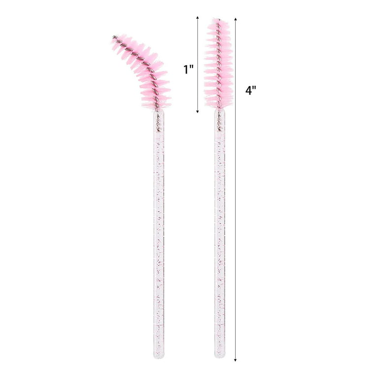 Disposable Dual-Ended Spoolies and Lip Applicators, 50 Pack 2-in-1 Mascara  Wands Lip Brushes for Makeup Application (Crystal Pink)