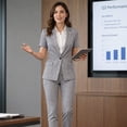thumbnail image 4 of AZoiNM Women's Checkered Suit Set One Button Blazer Short Sleeve Tapered Pants, 4 of 13