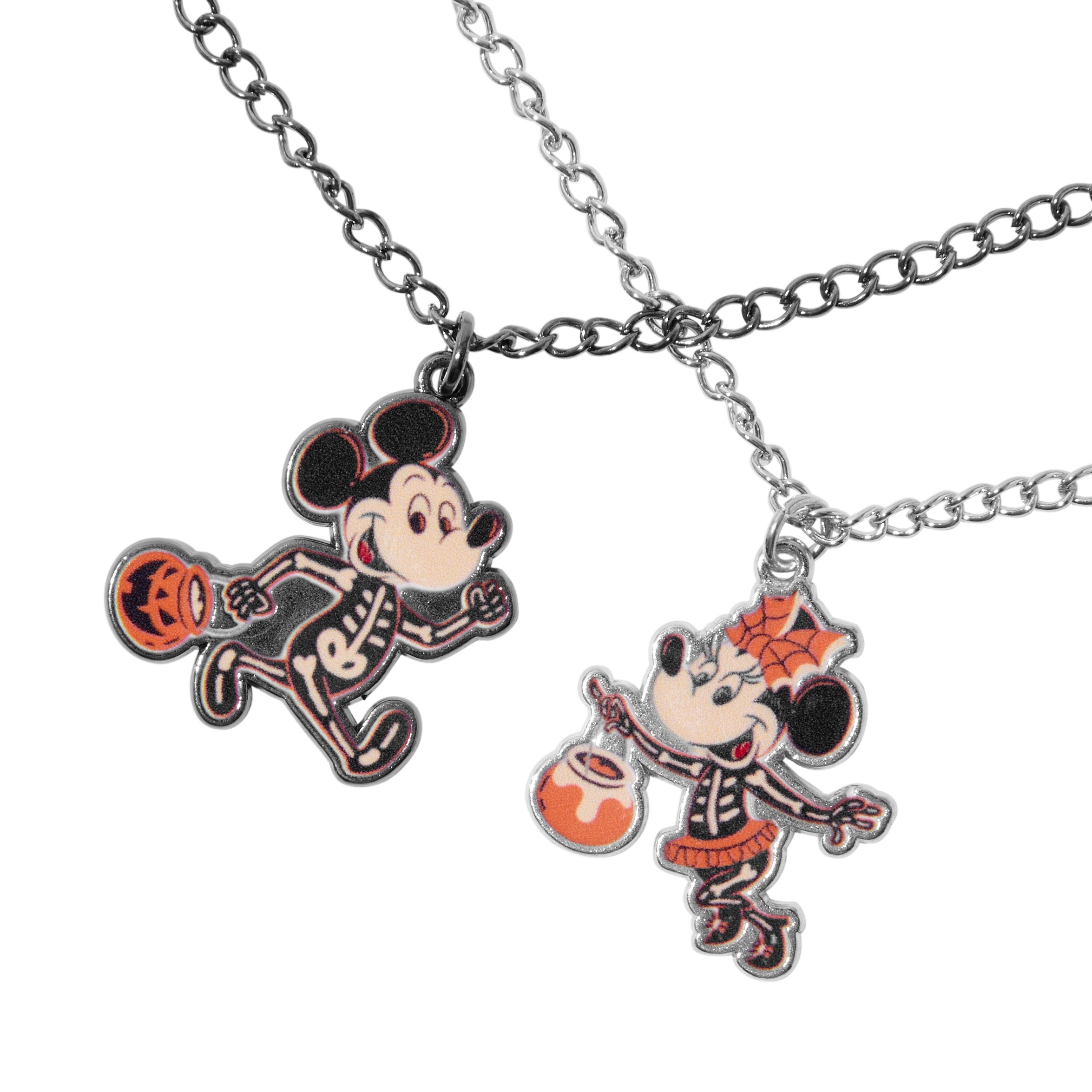 Claire's Disney Halloween Mickey and Minnie Skeleton Best Friend Necklaces, 2-Pack