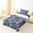 thumbnail image 3 of Manfei Cute Geometric Star Twin Sheets, Circular Dot Bedding, Gray Teal Black, Black Reversible 3 Pieces1 Flat Sheet + 1 Fitted Sheet + 1 Pillowcase, 3 of 6