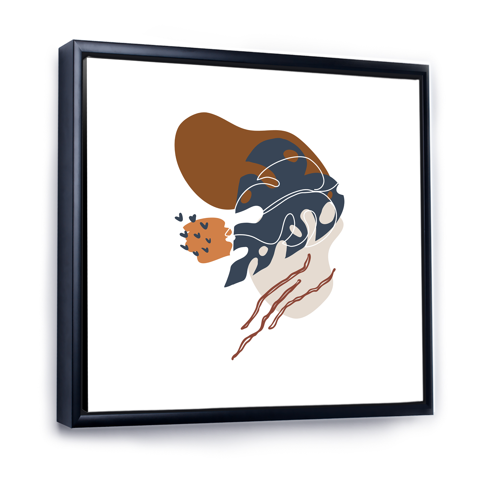 Designart 'Abstract Flowers Plants With Elementary Shapes III' Modern Framed Canvas Wall Art Print