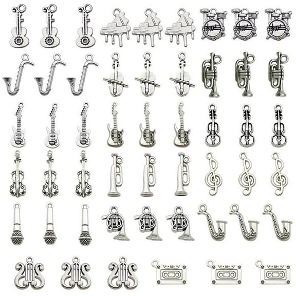 Tizuqe 51 Pcs Music Charm Musical Instrument Pendants Violin Charm for Crafts