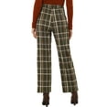 thumbnail image 3 of INSPIRE CHIC Women's Plaid Elastic Waist Button Zipper Straight Leg Long Pants XL Army Green, 3 of 6