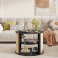 thumbnail image 2 of Round Coffee Table with Storage, Modern Wooden Center Coffee Table with 2-Tier, Adjustable Shelf, 2 of 6