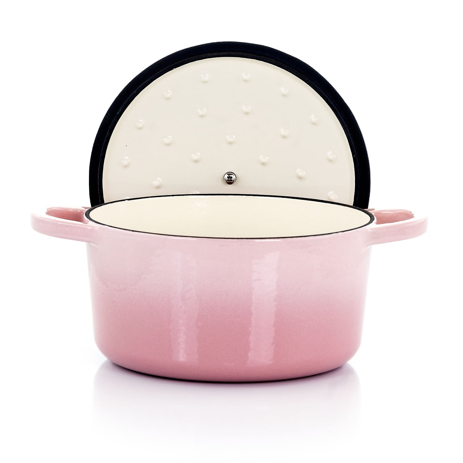 Dutch Oven Pink,Enameled Cast Iron Dutch Oven with Lid, 4 Quart Round  Nonstick Enamel Cookware Crock Pot,Dutch Oven with Dual Handle and Cover  Casserole Dish 8.66 Inch 