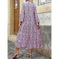 thumbnail image 2 of Women's Long Sleeve Floral Printed A-Line Maxi Dress, 2 of 8