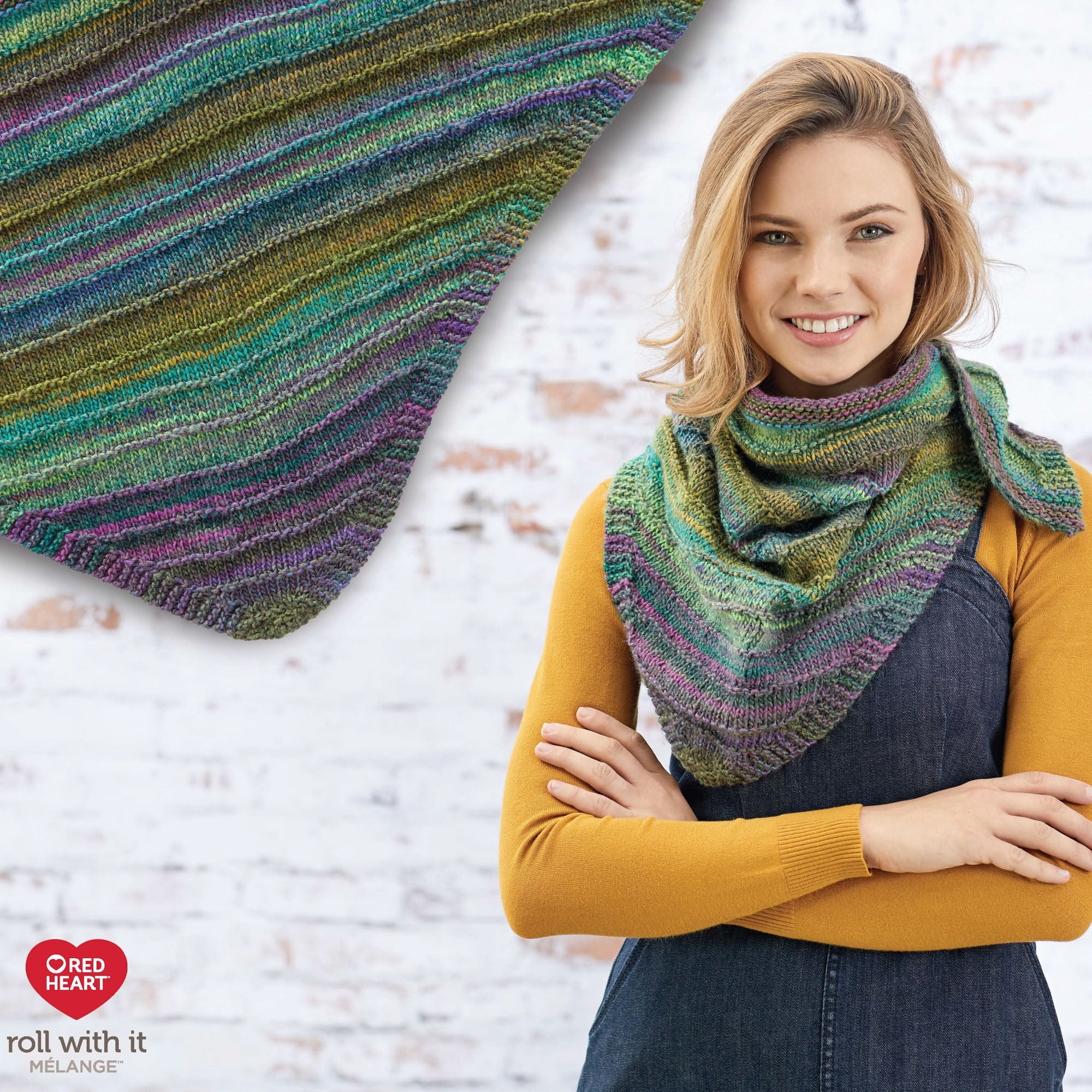 Red Heart® Roll with it melange™ #4 Worsted (Medium) Acrylique Fil, 5.29oz/150g 389 Yards Red Heart Roll with it melange fil