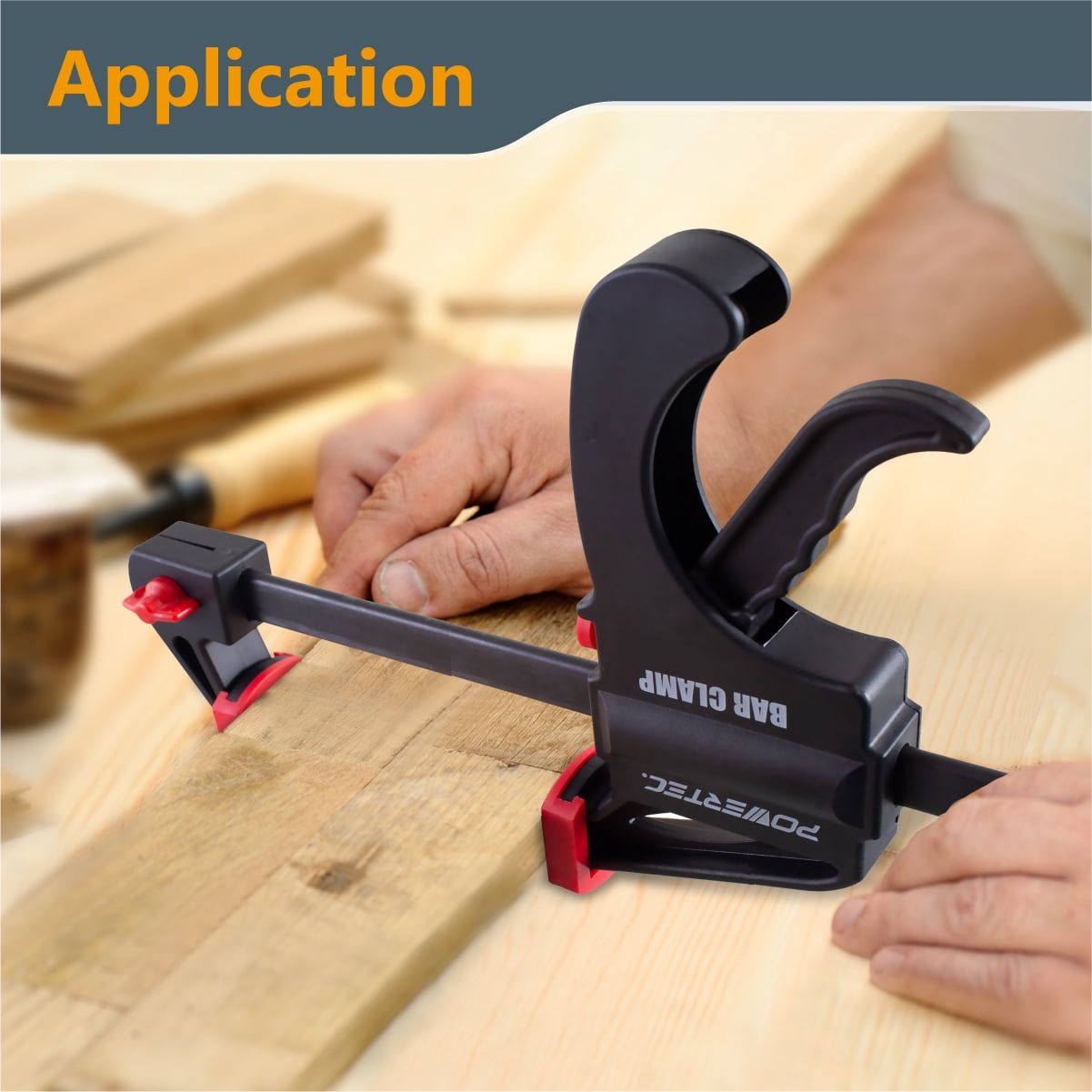 POWERTEC 6" and 12" Bar Clamps with Spreader, Trigger Clamps for Woodworking, One-Handed Carpenter Quick Clamp Sets for Gluing, Wood Clamps for Woodworking Tools, 6PK, 71787
