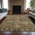 thumbnail image 5 of HomeRoots 629435 9 x 12 ft. Artichoke Green, Gold & Beige Medallion Washable Traditional Indoor & Outdoor Rectangle Area Rug, 5 of 9