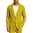 thumbnail image 2 of LYSMORA Men's Waffle Knit Blazer Notched Lapel Button Front Long Sleeve Knit Sport Coat for Office and Social Gatherings, 2 of 5