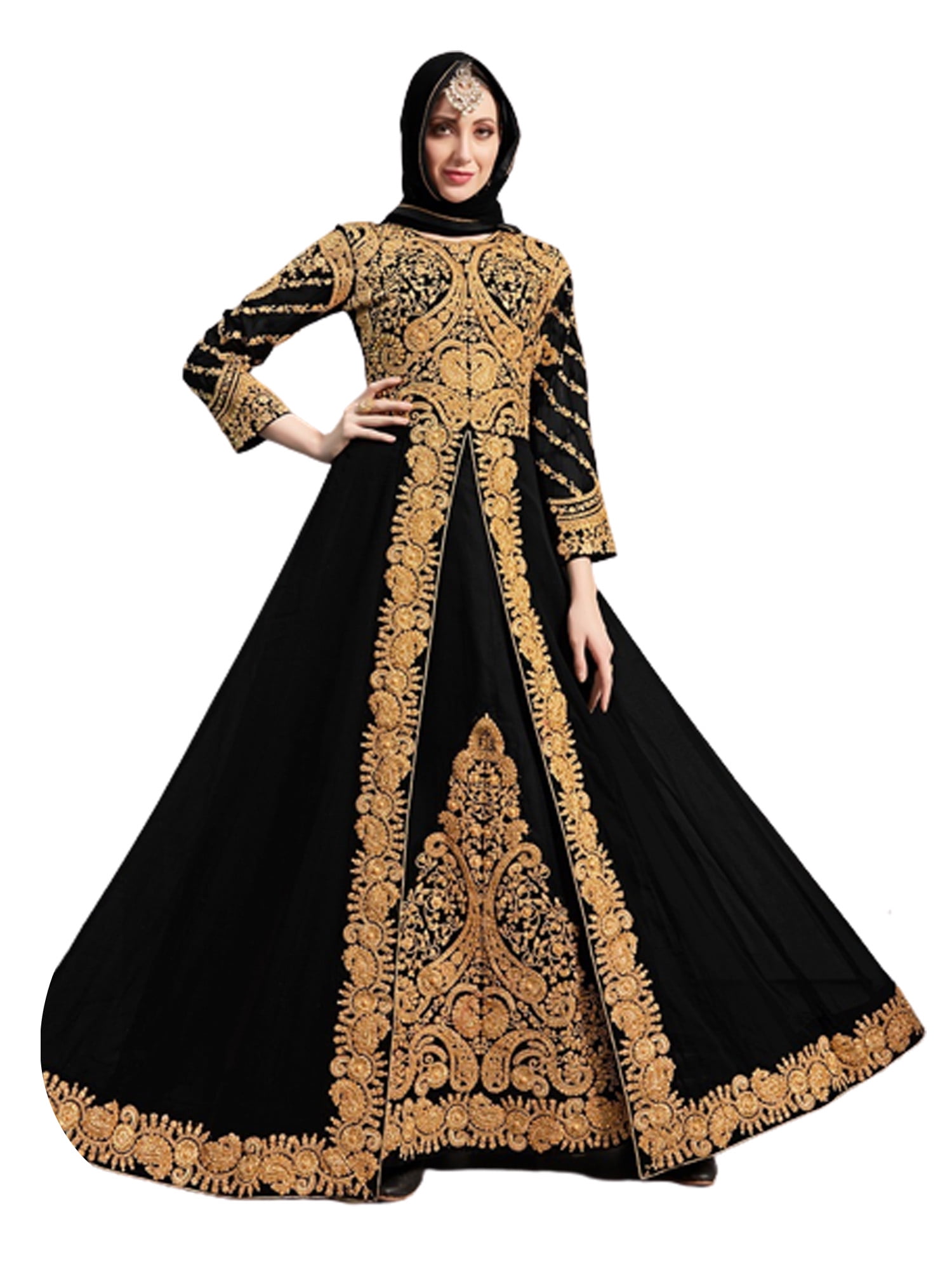Black Muslim Bride heavy Embroidery Kaftan Anarkali Togo | Ubuy