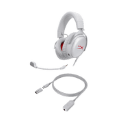 HyperX Cloud III – Wired Gaming Headset, PC, PS5, Xbox Series X|S, Angled 53mm Drivers, DTS Spatial Audio, Memory Foam, Durable Frame, Ultra-Clear 10mm Mic, USB-C, USB-A, 3.5mm – Gray/Red