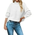 thumbnail image 2 of Baqcunre Sweaters For Women Ladies Fall Winter Wool Knit Round Neck High Neck Loose Version Suitable For Daily Work Wear To Party Wear Lohas Time Sweater Crop Tops Fall Outfits Women Trendy White XL, 2 of 7
