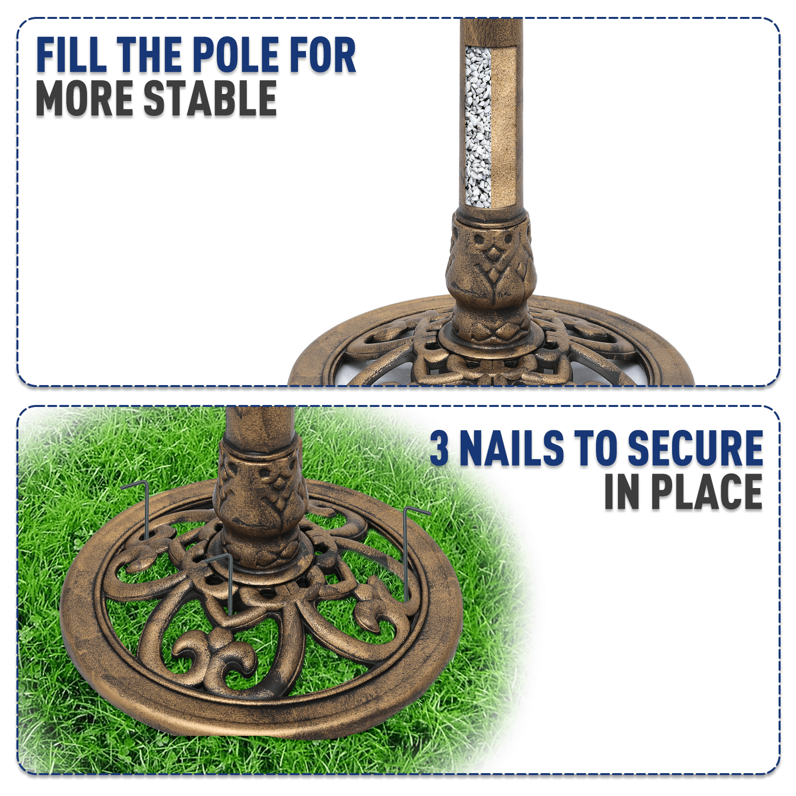 OSM 35" Outdoor Bird Bath and Feeder Set with Pedestal, Vintage Lotus Design, Weather-Resistant, 1.3-Gallon Water Capacity for Garden, Backyard, Patio, Bronze