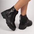 thumbnail image 5 of Purcolt Ankle Boots for Women Dressy Casual PU Leather Round Toe Block Heel Lace-up Short Booties Comfort Slip on Dress Shoes Streetwear with Side Zipper, 5 of 9