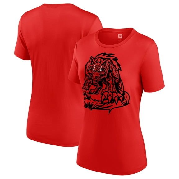 Women's Red Jacob Fatu Tribal Wolf T-Shirt