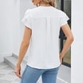 thumbnail image 4 of Blusa de manga corta con cuello en V, blusa corta con volantes y cuello en V para mujer Camisa de manga corta con cuello en V Camisa de manga corta con cuello en V muy versátil, 4 of 6
