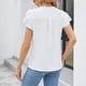 thumbnail image 4 of Blusa plisada de manga corta con volantes y cuello en V para mujer Camisa de manga corta de moda suave y amigable con la piel Top Blanco S, 4 of 6