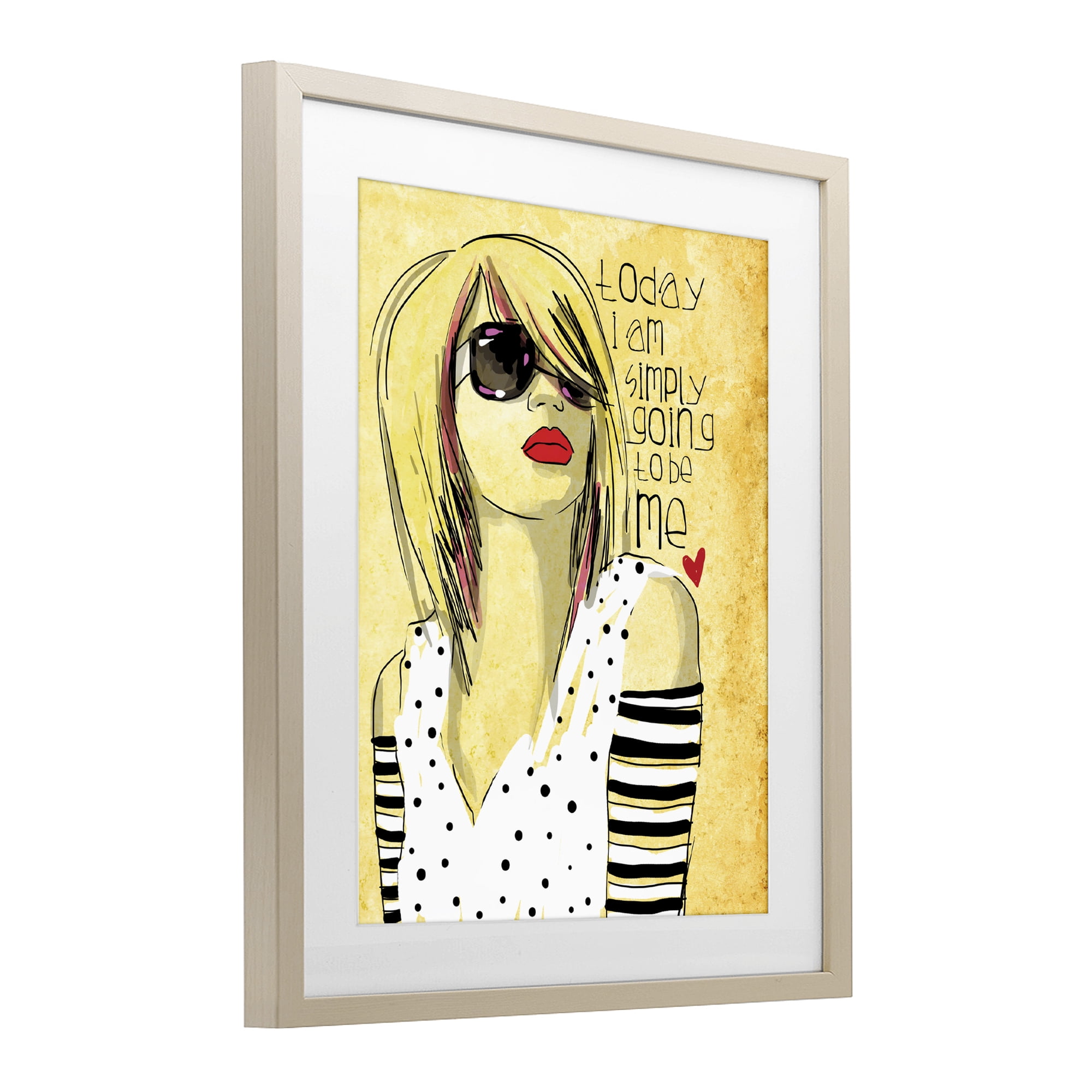 Stupell Industries Today I Am Simply Me Birch Framed Print Under Glass, design by Suzanne Millius
