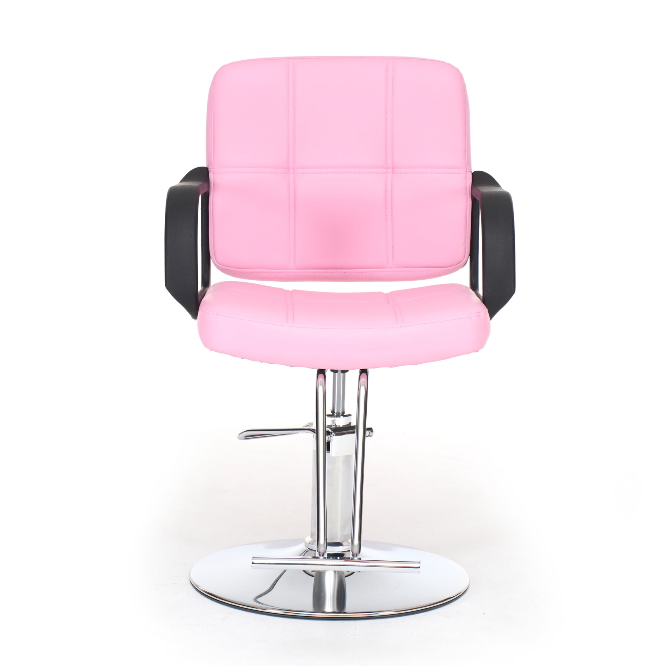 Noble House 360° Swivel Barber Chair, Hydraulic Height Adjustable, PU Upholstery, Pink + Chrome