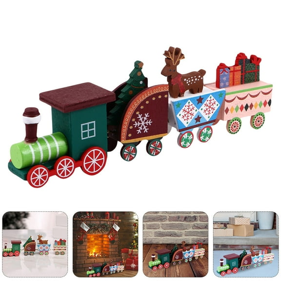 LULULION Xmas Car Decor Wooden DIY Christmas Train Decoration Unique Design for Party Home Decor Multi Color