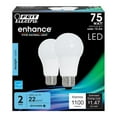 thumbnail image 2 of Feit Enhance A19 E26 (Medium) LED Bulb Daylight 75 Watt Equivalence 2 pk, 2 of 2