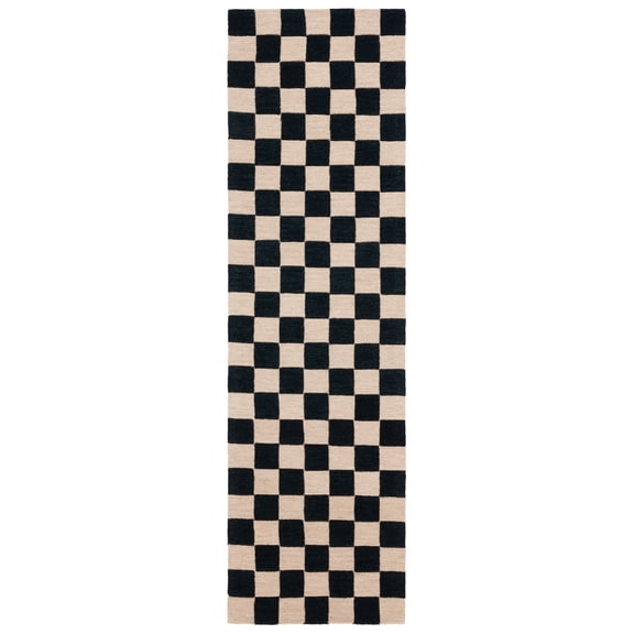 SAFAVIEH Martha Stewart Chelsea Algernon Checkered Runner Rug, Black/Beige, 2'3" x 8'