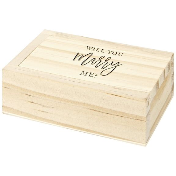 Koyal Wholesale Will You Marry Me? Engraved Wood Ring Box with Lid, Ring Bearer Box, Keepsake Ring Box, Rustic Proposal