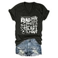thumbnail image 3 of Women's Casual Valentine's Heart Print Letter Round Neck Short Sleeve T Shirt Long Sleeve Shirt Women for Layering Womens Long Sleeve Compression Shirts Summer Shirts for Women Women V Neck Workout, 3 of 3