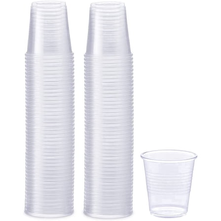 GUSTO 3 Oz Clear Small Plastic Cups Disposable Mouthwash, Espresso Cups, 100-Pack