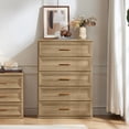 thumbnail image 4 of Joaxswe 5 Drawer Dresser for Bedroom, Wood Oak Dresser with Wide Drawers and Metal Handles, Modern Dresser Chest for Bedroom, Living Room, Entryway, 4 of 12