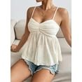 thumbnail image 3 of Womens Summer Spaghetti Strap Sexy Lace Trim Peplum Tank Top Backless Going Out Crop Tops for Women, 3 of 6