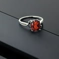 thumbnail image 4 of Gem Stone King 925 Sterling Silver Red Garnet and Black Diamond 3 Stone Ring for Women (2.83 Cttw, Oval 10X8MM, Gemstone January Birthstone, Size 9), 4 of 4