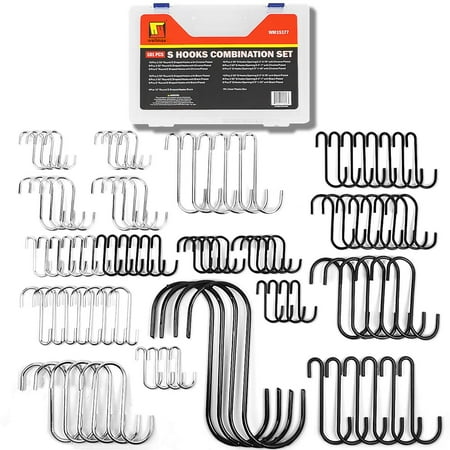 

Wellmax 101pc S Hooks for Hanging Heavy Duty S Shaped Hooks Combination Assortment Metal S Hook Set for Hanging Plants Closet Kitchen Pot Rack and pots and Pans.