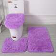 thumbnail image 3 of 3pc Bathroom Set Rug Mat Toilet Lid Cover Plain Solid Color Bathmats, 3 of 5