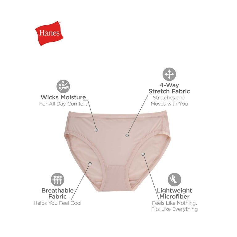 Hanes Bikini 6-Pack Panties Comfort Flex Fit Microfiber Stretch Womens  Underwear