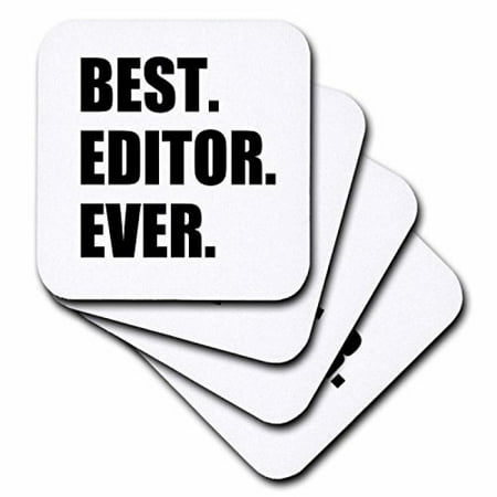 3dRose Best Editor Ever - fun job pride gift for worlds greatest editing work, Ceramic Tile Coasters, set of