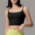thumbnail image 2 of AHTJRT Women's Sports Bra Scoop Neck Longline Padded Crop Tops Racerback Spaghetti Straps Butter Workout Lingerie Bras Black L, 2 of 6