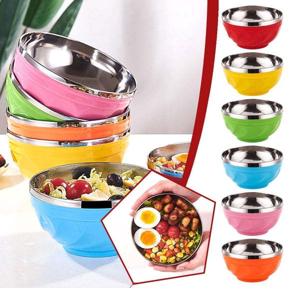 NOVELAR Colorful Double Wall Stainless Steel Bowl, 4.8 inch, Keeps Contents Hot or Cold, Great for Everyday Meals, Fruits, and Entertaining