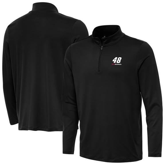 Men's-Antigua  Black Alex Bowman Reprocess Quarter-Zip Top