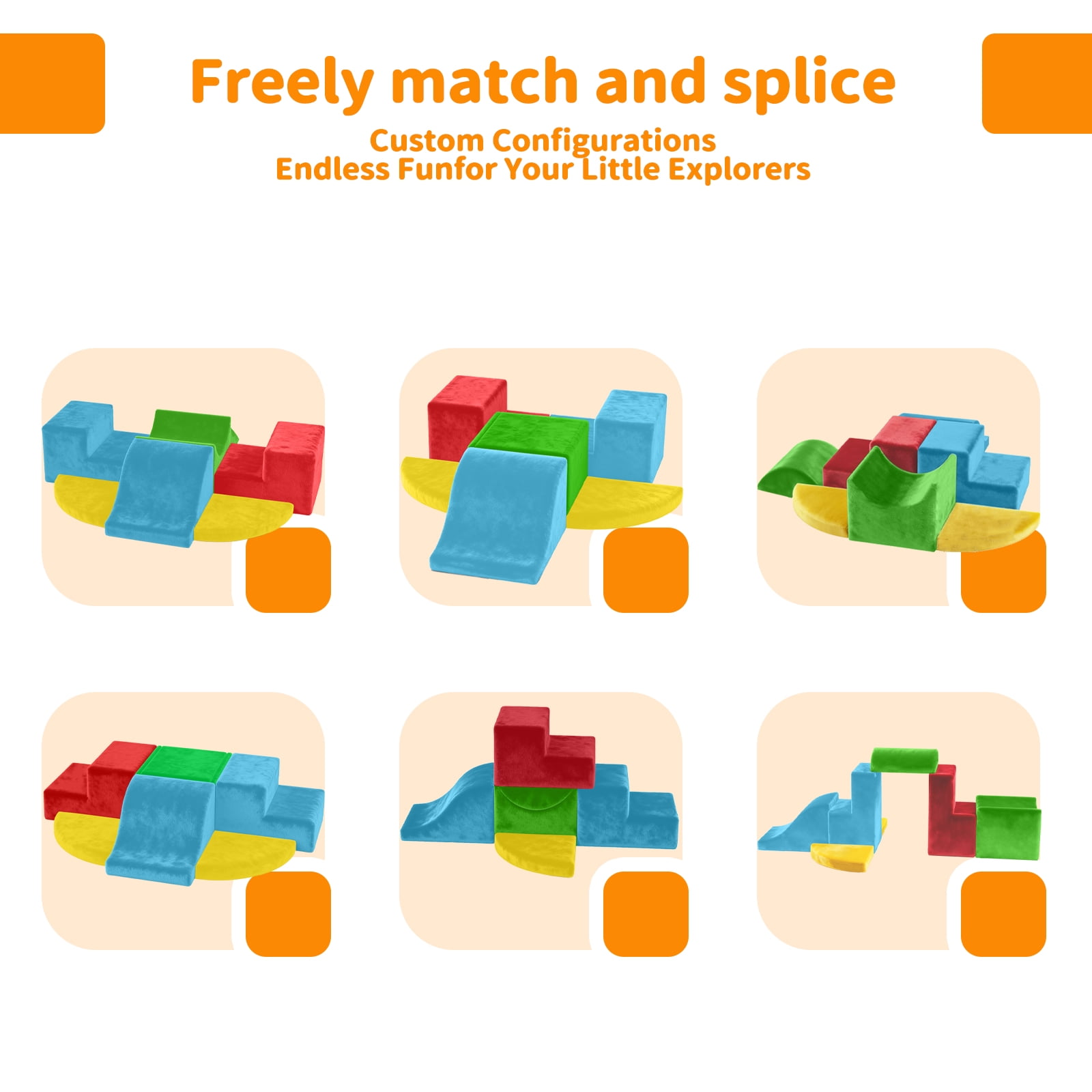 G TALECO GEAR Climbing Toys for Toddlers, 7 Pieces Indoor Baby Foam Blocks Soft Play Set with PU Leather, Kids Climb and Crawl Sliding Activity Structure Gym Playground Climber