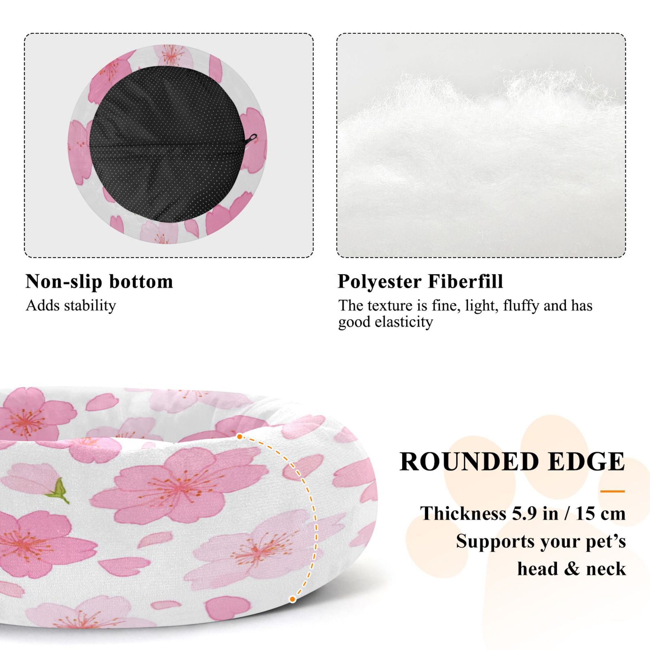 Iauyy Pet Couch Donut Cat Bed for Indoor Cats/Small Dogs Washable & Machine with Non-slip Bottom Calming Cat Furniture, Cherry Blossom Petals (M)