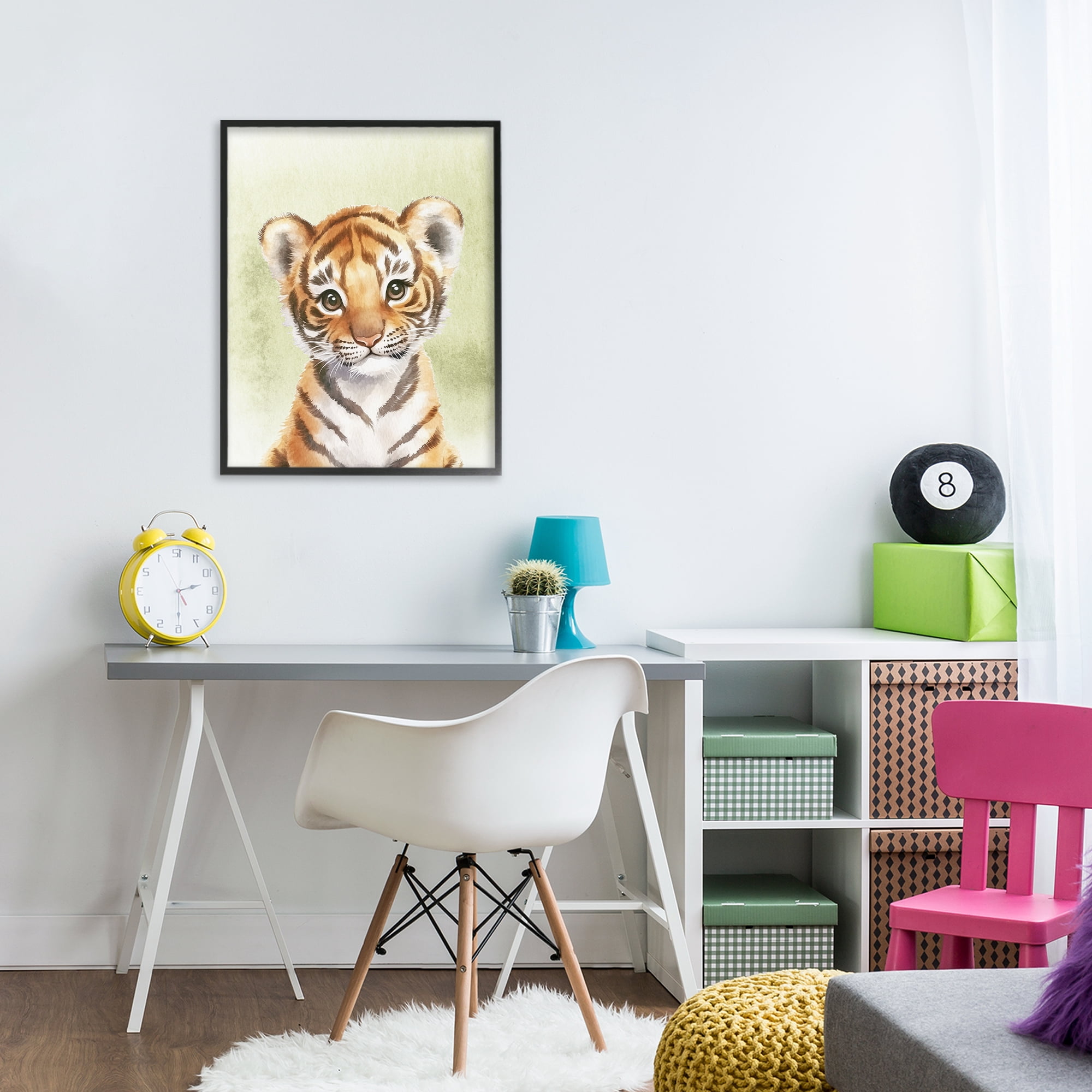 Stupell Industries Jungle Friends Baby Tiger Black Framed Giclee Art, design by Christine Simpson Art